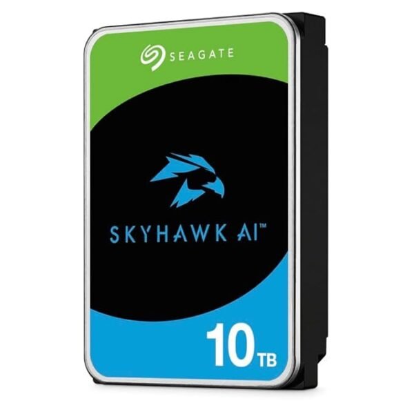 Seaagate Skyhawk AI 10 TB Video Internal Hard Drive HDD – 3.5 Inch SATA 6 Gb/s 256 MB Cache for DVR NVR Security Camera System with 3-Years Data Recovery Services ST10000VE001