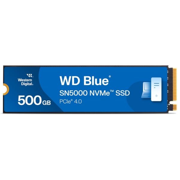 Western Digital WD Blue SN5000 NVMe 500GB, Upto 5000MB/s R, 5Y Warranty, PCIe Gen 4 NVMe M.2 (2280), Gaming Storage, Internal Solid State Drive (SSD) (WDS500G4B0E)