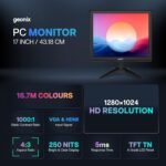 GEONIX PC Monitor (43.18 cm/17 Inch), VGA & HDMI, LED Display, 1280X1024 Resolution, 16.7M Color, 16W(Max) Power Consumption | 2 Years Warranty - Image 4